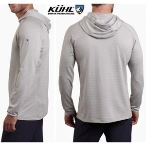 KUHL Airkuhl Hoodie Grey UPF 50 Sun Protection Quick Dry Pullover Mens XL Fish